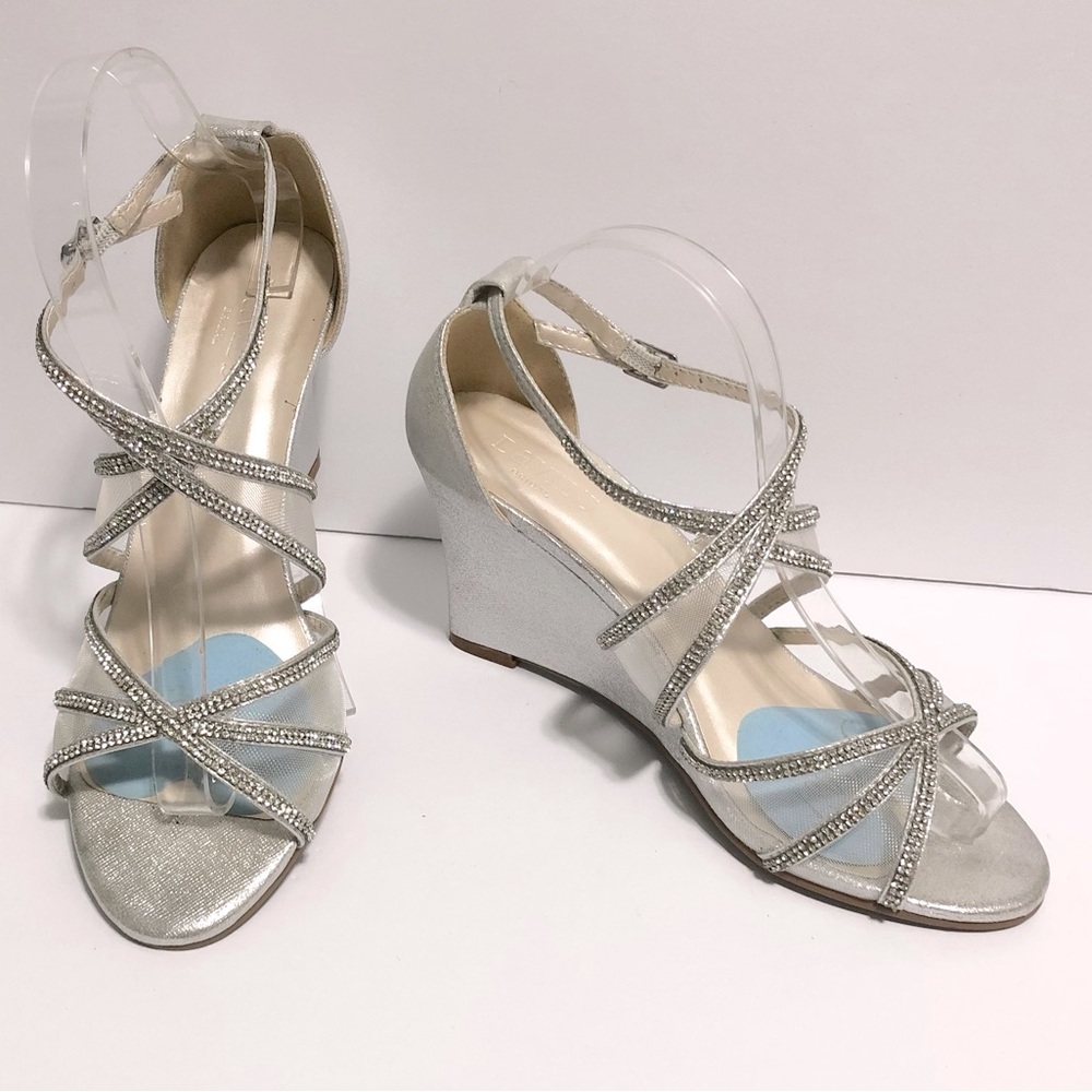 Silver Rhinestone Strappy Wedge Sandal - Women - Picture 6 of 15